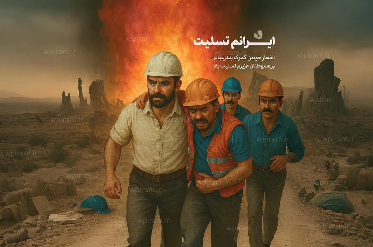 آتش سوزی و انفجار در بندر شهید رجایی هرمزگان تسلیت طرح گرافیکی